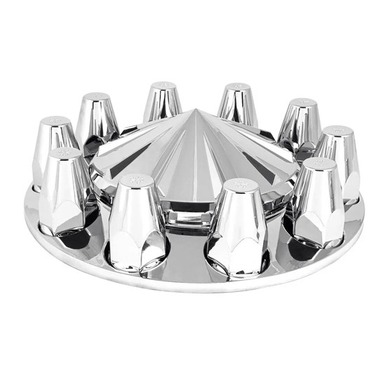 Chrome Abs Front Axle Cover Spoke W/Screw-On 33MM Nut Covers