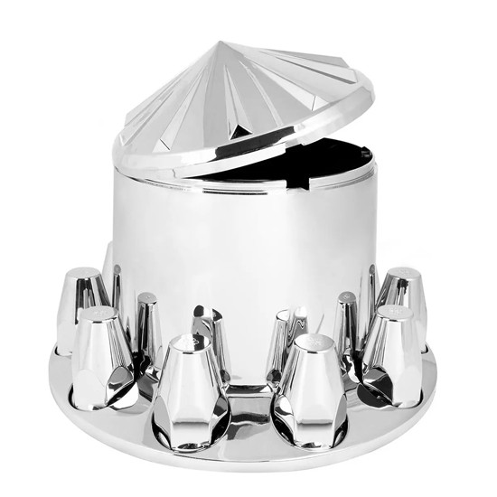 Chrome Rear Axle Cover Spoke W/Push-On 33MM Nut Covers