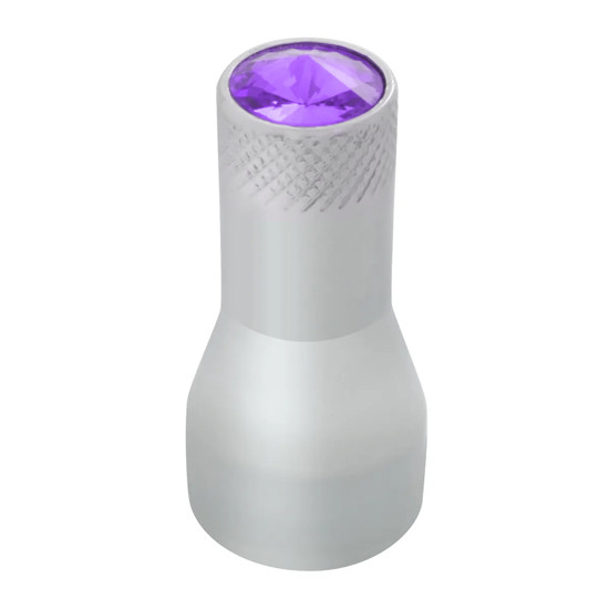 1 3/8 Inch Chrome Aluminum Valve Stem Cover With Purple Jewel For Rubber Stem