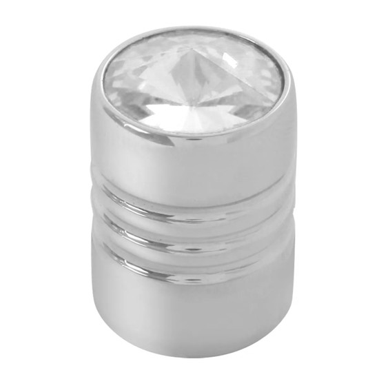 Chrome Aluminum Tire Valve Stem Cover With Clear Jewel On Top
