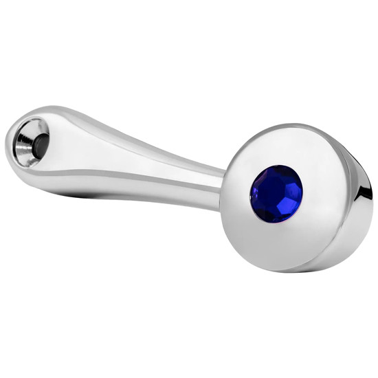 3 - 3/4 X 1 - 5/16 Inch Chrome Window Crank With Blue Jewel And Spin Slot