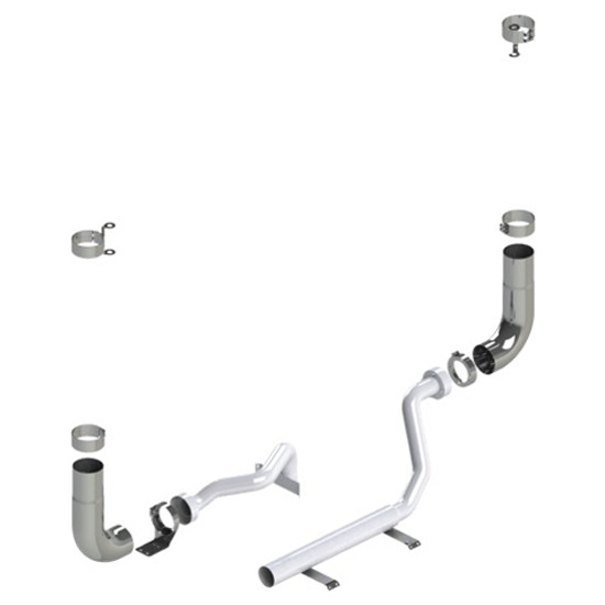 7 Inch Chrome Exhaust Kit With Long Drop Elbows By Lincoln Chrome For Kenworth W900L 2011 - 2017