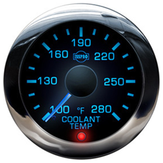Isspro EV2 2-1/16 Inch Coolant Temperature Gauge Kit 100-280F  With Built In Warning Light