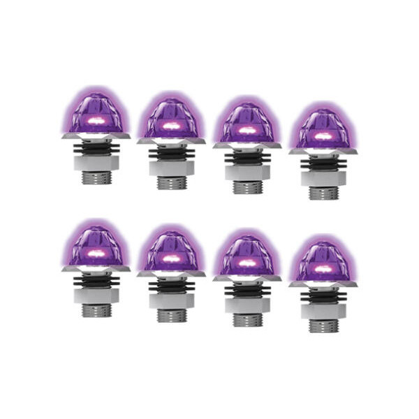 3/4 Inch Jewel Style Mini Watermelon Hero Lights - Purple LED / Clear Lens -  8 Pack