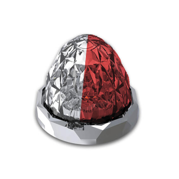 Roadworks Full Size Jewel Style Watermelon Switch Hero Marker Light - White & Red LED / Clear Lens