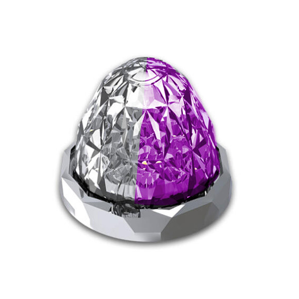 Full Size Jewel Style Watermelon Switch Hero Marker Light - White & Purple LED / Clear Lens