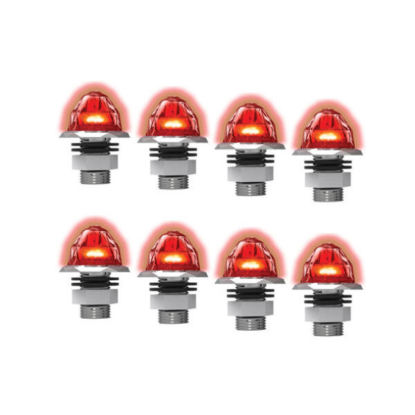 3/4 Inch Jewel Style Mini Watermelon Hero Lights - Red LED / Red Lens - 8 Pack