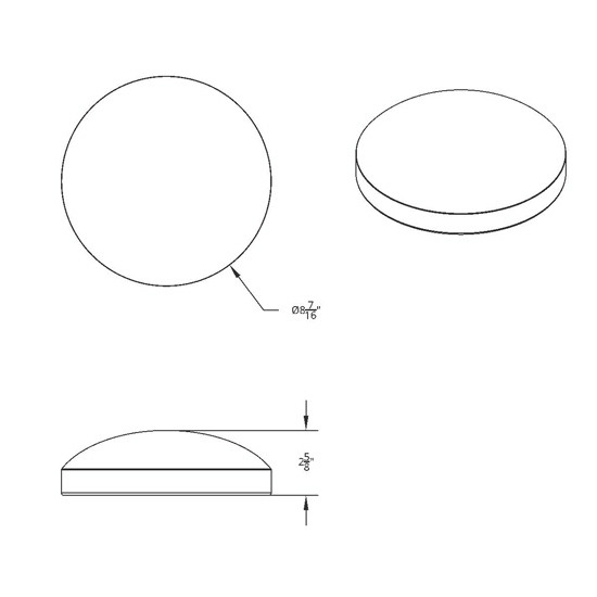 8 Inch ID Chrome Rear Dome Hubcap