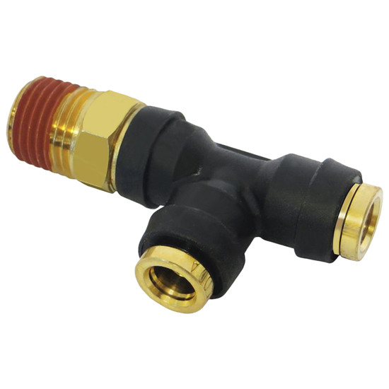 Push Lock Connect Swivel Male Run Tee DOT 1/4 X 1/4 Inch
