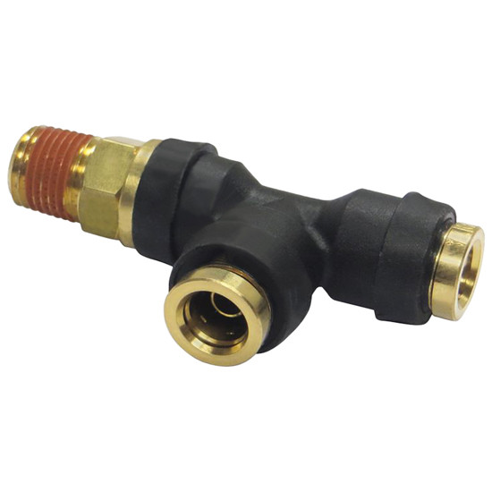 Push Lock Connect Swivel Male Run Tee DOT 1/4 X 1/8 Inch