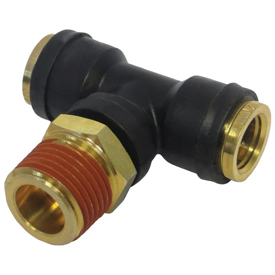 Push Lock Connect Swivel Male Branch Tee DOT 1/2 X 1/2 Inch