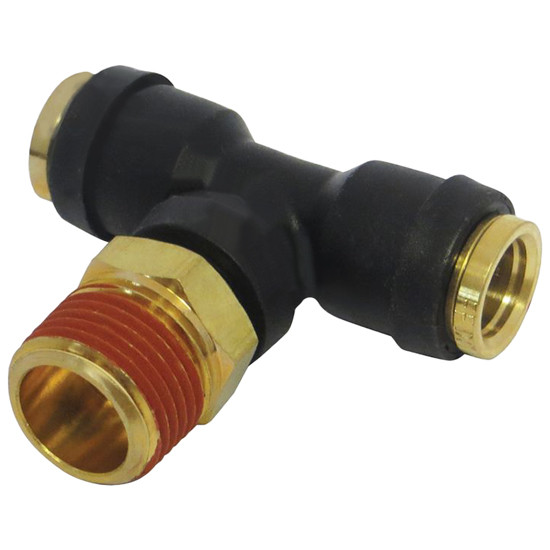 Push Lock Connect Swivel Male Branch Tee DOT 3/8 X 3/8 Inch
