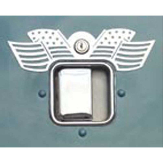 Stainless Steel Old Glory Door Latch / Keyhole Trim For Peterbilt