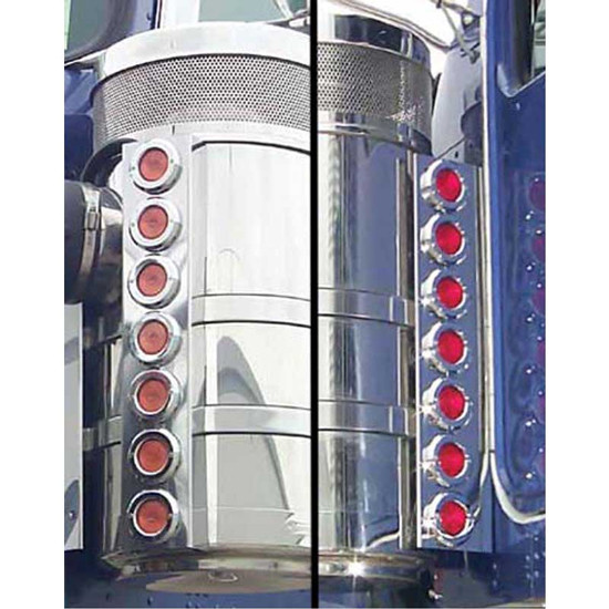 Front Air Cleaner Light Panels With 14 Flat 2 Inch Lights For Kenworth W900B, W900L  W/ 15 Inch Vortox