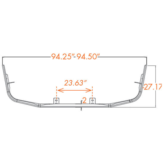 18 Inch Stainless Steel Wrap Around Bumper With Bolt Holes Only For Freightliner Century 112, 120 1996-2004