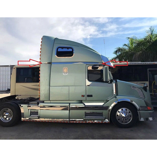 Stainless Steel Upper Extender Trim For Volvo VNL, VNR