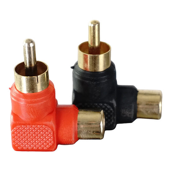 RCA Plastic Grip Right-Angle Plug Adapter- Gold Tip