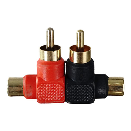 RCA Plastic Grip Right-Angle Plug Adapter- Gold Tip