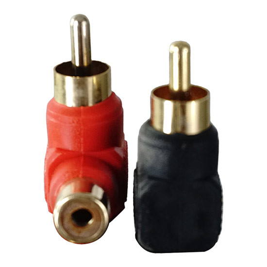 RCA Plastic Grip Right-Angle Plug Adapter- Gold Tip