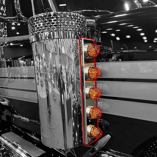 Front Air Breather Panels, Strapless With 8 Watermelon Light Holes For Peterbilt 589