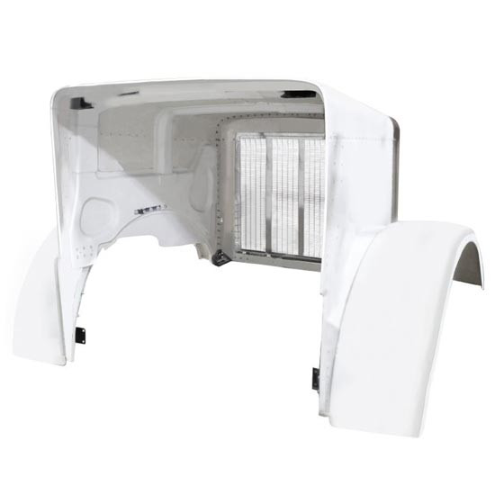 BESTfit Fiberglass Hood Shell W/ Fenders And Stainless Steel Grille Replaces L29-6061 For Peterbilt 379 119 BBC
