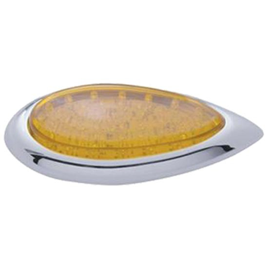39 LED Stop, Tail, Turn Tear Drop Light W/ Bezel - Amber LED/ Amber Lens