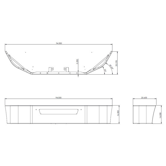 16 Inch Chrome SBA Bumper With Tow Holes For Kenworth T270 & T370