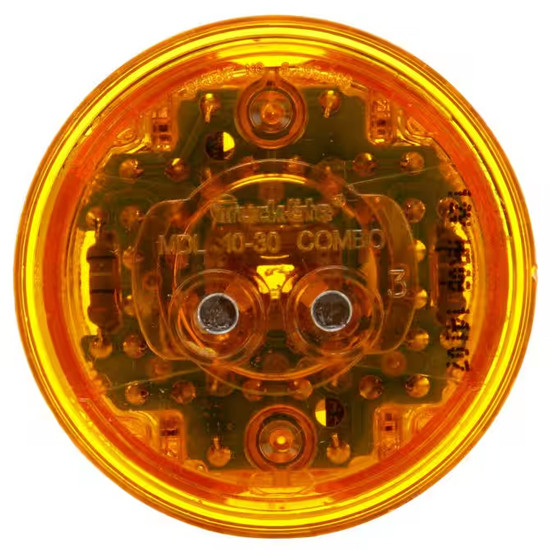 2 Inch High Profile Round Marker / Clearance Light, 8 Diode  - Amber LED / Amber Lens