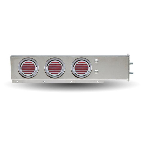 SS Mud Flap Hangers With 3 Rnd 4 Inch Red Flatline LED / Clear Lens