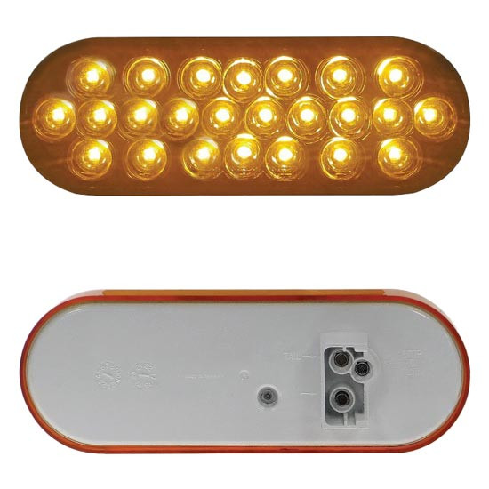 6 Inch Oval  Front / Park / Turn Light, Grommet Mount - Amber LED /Amber Lens 24 Diode