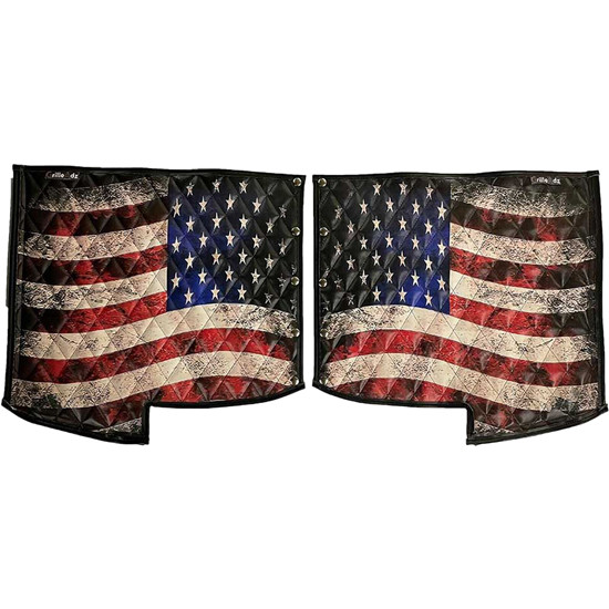 Quilted Vinyl Fender Guards - Old Glory Flag Design - 19.5 Inch X 18 Inch For Peterbilt 379 - Pair