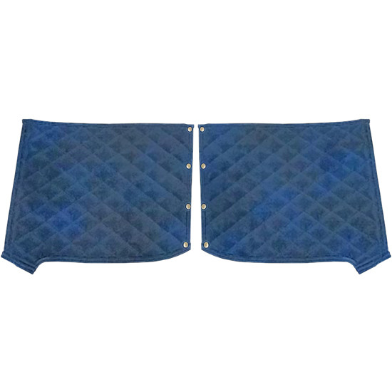 Quilted Vinyl 18 Inch Front Fender Covers - Dark Blue W/ Orange Stitching For Peterbilt 389