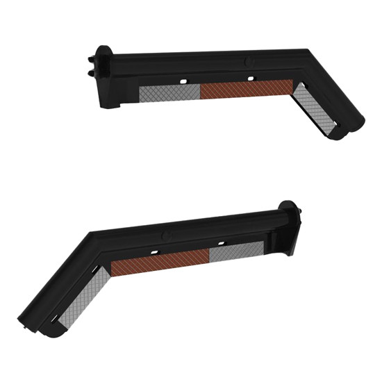 27.5 Inch Black Angled Mud Flap Hanger Kit with Conspicuity Tape, 1.125 Inch Mounting Bolts
