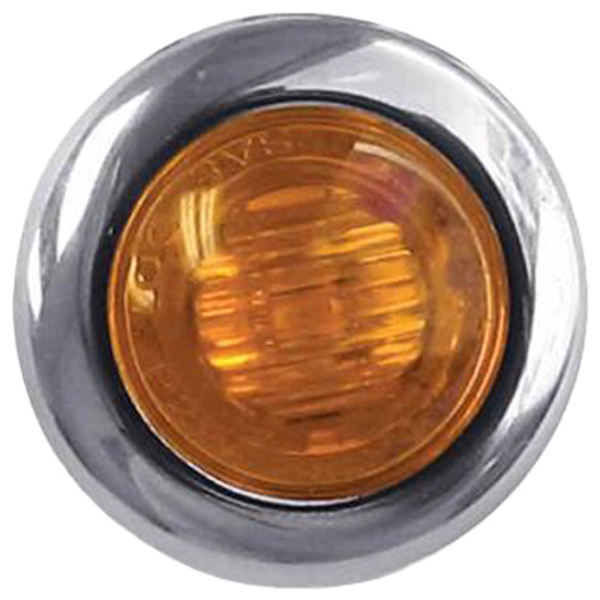 3/4 Inch Mini Button Clearance  Marker Light 2 Wire - Amber LED / Amber Lens
