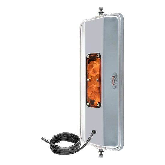 Single Vision West Coast Mirror Head - Heated & Lighted, 7 X 16 Inch Stainless, Flush Mount