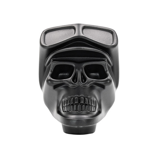 Black Aluminum Skull Biker Gearshift Knob 1/2 Inch-13 Thread-On