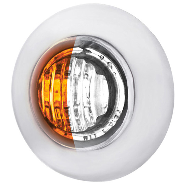 3/4 Inch Mini Double Fury Clearance Marker Color Changing Light - Amber & White LED / Clear Lens