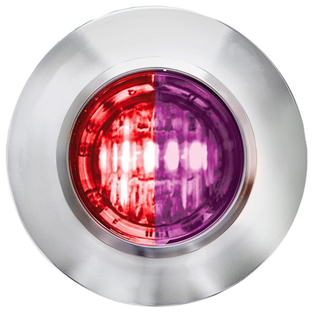 3/4 Inch Mini Double Fury Clearance Marker Color Changing Light - Red & Purple LED / Clear Lens