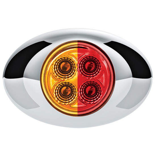 Double Fury Mini Oval Light - Amber To Red LED / Clear Lens
