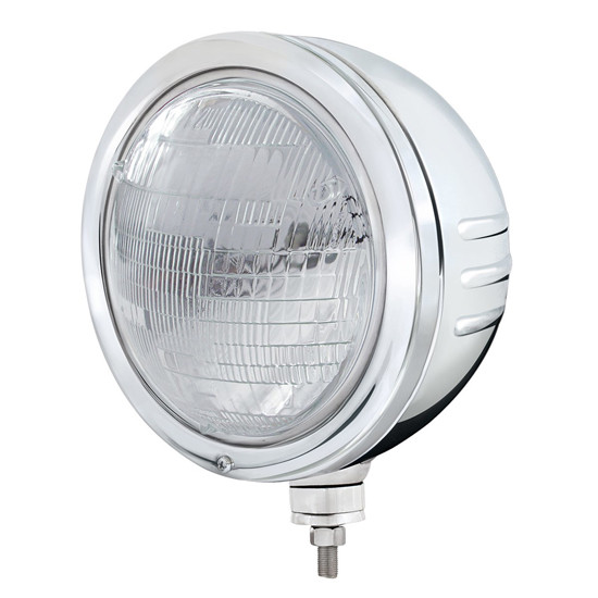 7 Inch SS Bullet Embossed Stripe 6014 Seal Beam Headlight