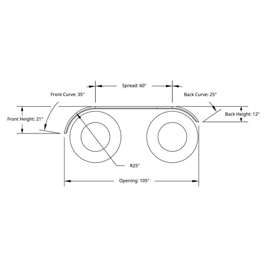 120 X 60 Inch Stainless Steel Full Smooth Fenders 16 Gauge