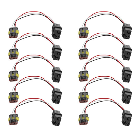 3-Pin to 3-Prong Light Adapter With 6 Inch Pigtail - 10 Pack