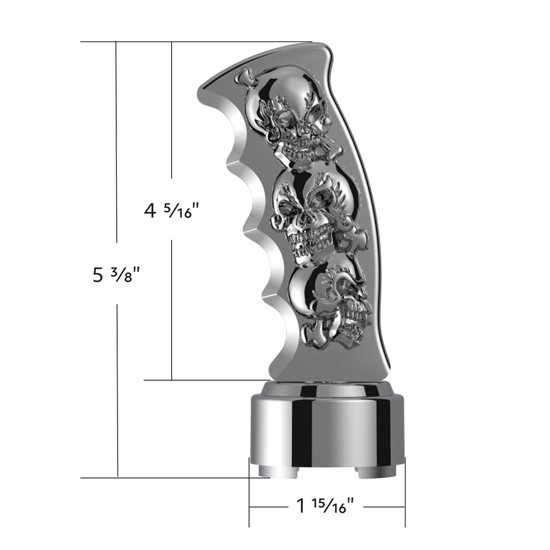 1/2 Inch -13 Thread-On Skulls Pistol Grip Gearshift Knob With 9/10 Speed Adapter
