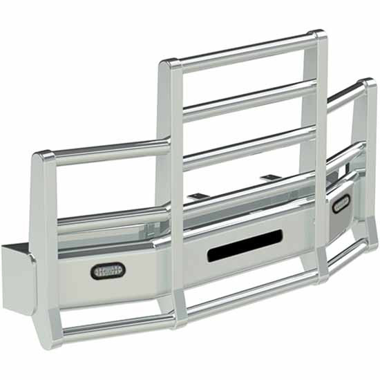 Herd Defender 4 Post Grille Guard W/ Slam Latch, Clear Oval Lights For Peterbilt 587
