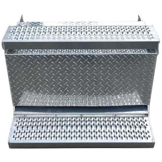 Diamond Plate Aluminum Battery Box W/ Smooth Sides & New Style Steps 31 Inch 30 X 30 X 15 Inch by BESTfit For Peterbilt 378 & 379
