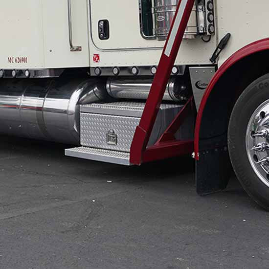 CSM Diamond Plate Aluminum Tool Box W/ Smooth Sides & OE Style Steps- 30 X 30 X 15 Inch For Peterbilt 359, 377, 378, 379, 389 & 389 Glider