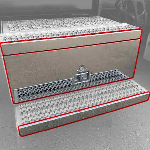 Polished 304 Stainless Steel Tool Box Combo Step Trim, Passenger Side For Peterbilt 378, 379, 388, 389