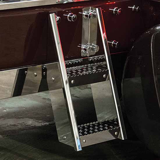 Roadworks Stainless Steel Cross Member Frame Step W/ 2 Steps & 7.875 Inch Bolt Spacing For Peterbilt