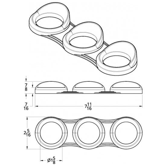 Chrome 3 Horizontal Gauge Cluster Bezel W/ Visor For 2006+ Peterbilt