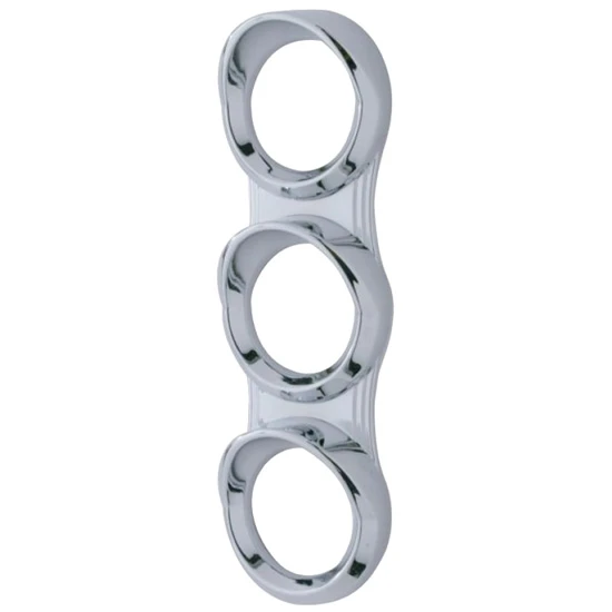 Chrome 3 Gauge Vertical Cluster Bezel W/ Visor For Peterbilt 335, 378, 379, 384, 386, 387, 388, 389
